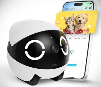 DustBot Mini Pet Camera Robot - Enabot EBO ROLA 2K HD Indoor Movable Camera with 5000mAh Battery, Two-Way Talk, Night Vision, Motion Detection, One-Touch Call for Pet Monitoring & Family Companion