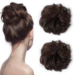 Sanas Messy Bun 2Pc Bun hair accessories for women Extension Hair For Women Scrunchies for Women Artificial Hair Bun For Women Rubber Bands For Women False Wig for Women 2Pc (Brown)