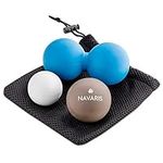 Navaris Lacrosse Massage Balls Set - 2X Balls & 1x Peanut Roller - Massager Balls for Back Legs Neck Foot - Massaging Rolling Firm Spheres - Set of 3