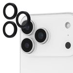 Case-Mate Camera Lens Protector with Aluminum Black Rings for iPhone 17 Pro Max/17 Pro/16 Pro Max/16 Pro/15 Pro Max/15 Pro/14 Pro Max - Double Tempered Glass, Anti-Scratch, Ultra HD View, Easy Install