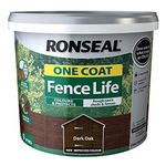 Ronseal Fence Paint One Coat fence Life Dark Oak Shed and Fence Treatment 9L