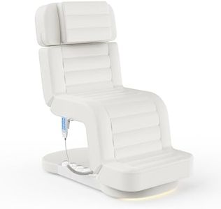 Fully Electric Spa Table/Chair with LED Light, 3 Motor Height, Backrest, Leg Support Adjustable for Massage, Facial, Medical, Tattoo, Waxing, Eyelash Extension, Beauty Salon and More - White