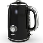 KitchMix Electric Kettle,1.7L Stainless Steel Tea Kettle with Thermometer,1500W Cordless Water Boiler with LED Indicator, Auto Shut-Off & Boil-Dry, Cool Touch Handle - Bright Black