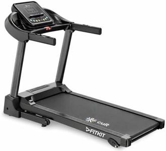 Fitkit by Cult PowerRun-96 BLDC Motor Treadmill (4.5HP Peak) | 12.8km/h Max Speed, 110kg Weight Capacity | 12 Preset Programs, LED Display | AUX/MP3/USB | Home Gym Equipment, Black
