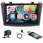 2G+64G Android Car Stereo for Mazda 3 2009-2013 Radio with Wireless Apple Carplay Android Auto 9 Inch Touch Screen Car Radio with GPS Navigation Bluetooth FM RDS WiFi HiFi Backup Camera MIC