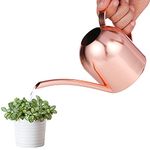 Saicowordist 17.6OZ / 500ML Rose Gold Indoor Watering Can Small, Ornate Stainless Steel Metal Long Spout Bonsai Mini Watering Can, Watering Pot for Indoor&Outdoor Plant(Rose Gold)