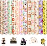Tintnut Heat Transfer Vinyl - 12 Sheets 12 x 10 inches Retro HTV Groovy Heat Transfer Vinyl Daisy Patterned HTV Iron on Vinyl for Tshirts DIY Compatible with Cricut or Silhouette Cameo