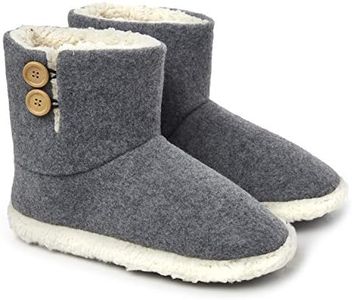 DUNLOP Mens Slippers, Faux Fur Bootie Slippers Men, Slipper Ankle Boots with Rubber Sole, Memory Foam Plush House Slippers for Women and Ladies, Indoor Outdoor, Gifts for Men (Charcoal, numeric_7)
