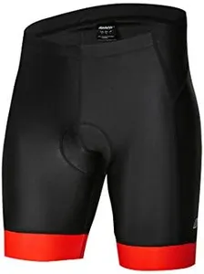 bpbtti Mens Gel Padded Cycling Shorts Bicycle Riding Pants Bike Biking Clothes Cycle Tights (L - Waist 34-36", Black/Red)