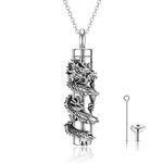 Midir&Etain Ashes Jewellery Urn Necklace for Ashes 925 Sterling Silver Dragon Pendant Necklace Cremation Jewellery Keepsake Memorial Gift for Women Men