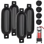 SHINLEYPACK 4 Pack Boat Fenders,Boat Bumpers for Docking,Boat Dock Bumpers with 4 Ropes and 1 High Pressure Pump to Fast Inflate,Ideal Fender Boat Accessories for Pontoon,Jet Ski and Fishing Boats