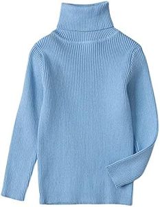 EISHOW Unisex Baby Boys Girls Warm Knit Sweater Pullover Long Sleeve Soft Turtleneck High Neck Solid Children Autumn Sweater, Light Blue, 12-18 Months