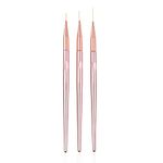 INOG 3 Pcs Rose Gold Nail Art Liner Brushes Set, UV Gel Acrylic Application Nail Pens Nail Art Designs Tools(7mm/9mm/11mm)