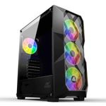 Ant Esports ICE- 300 Mesh Mid-Tower Computer Case/Gaming Cabinet - Black | Support ATX, Micro-ATX, Mini-ITX | Pre-Installed 3 Front Fans and 1 Rear Fan