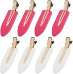 YIERSO No Bend Hair Clips - Creaseless Flat Duckbill Alligator Barrettes for Hairstyling and Salon Use (8 Pieces, Hot Pink)