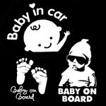 [3-in-1] Baby on Board, Baby in Car, Footprint, Window Decal Bumper Stickers