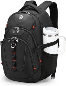 Swissdigital Design Business Laptop Backpack with Smart USB Charging Port Travel Backpack Fits 15.6 inches Laptops,Water Repellent College Backpack for Men Women, Black | SD803