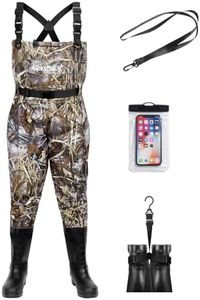 Lekesky Fly Fishing Chest Waders with Boots for Men Women, US Sizes 5–14,2-Ply Nylon/PVC Waterproof Waders (Camo, M13)
