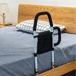 LEACHOI Bed Rails for Elderly Adults - Bed Assist Rail with Dual Grab Handles for Easily Getting in & Out of Bed, Bed Rail with Storage Pocket, fits King, Queen, Full, Twin - 300lbs