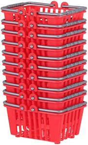 NUOBESTY 10Pcs Mini Shopping Basket Mini Supermarket Cart Small Plastic Retail Shopping Baskets with Handles for Kids Party Favors Dool House (Red)