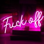 Fuck Off Neon Sign Pink Word LED Neon Wall Light Signs Acrylic USB Neon Lights for Bedroom Letter Neon Lamp Sign for Bar Pub Home Decorations 17'' x 8''