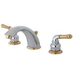 Kingston Brass KB964 Magellan II Widespread Lavatory Faucet 8-Inch to 16-Inch Centers 7-Inch Spout Reach, Polished Chrome and Polished Brass