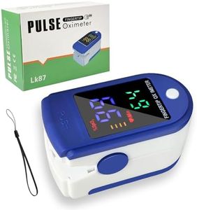 Fingertip Pulse Oximeter, Blood Oxygen Monitor & Heart Rate Monitor with Four-Colour LED Display, Rotatable Screen SpO2 & Pulse Rate Measurement for Adults and Kids Portable Design (No Batteries Included）