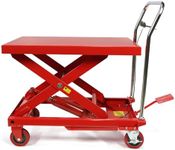 Hydraulic Lift Table Cart, Hydraulic Lift Table with Rubber No-Slip Pat, 660 Lb. Capacity Hydraulic Scissor Cart, 28" x 17.3" Platform, 10.4" to 29.5" Lift Height, Red