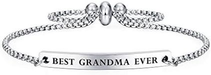 Kisseason Best Grandma Ever Gift Bracelet for Women Mantra Jewelry (Best Grandma Ever)