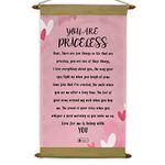 Indigifts Valentines Day Gifts for Girlfriend You are Priceless Printed Pink Scroll Card 17x9.5 Inches - Best Gift for Boyfriend Birthday, for Girlfriend, Love Gifts for Him/Her