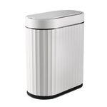 ELPHECO Plastic Touchless Trash Can, Small, Gold, Motion-Sensor, Rectangular, Bathroom, Bedroom, Kitchen, Office (White Black, 2 Gallons)