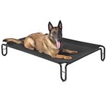 pettycare Elevated Outdoor Dog Bed - Raised Dog Bed for Large Dogs, Waterproof Dog Cot Bed Easy to Assemble, Cooling Elevated Dog Bed with Breathable Teslin Mesh, Durable, Non Slip, Up to 65 lbs,Black