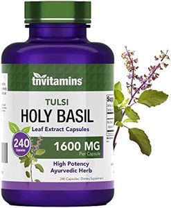 TNVitamins Holy Basil Capsules (1600 MG x 240 Capsules) | Tulsi Holy Basil Leaf Supplement | Promotes Stress Relief* |Adrenal Support Supplement | Adaptogenic Ayurvedic Herb | by