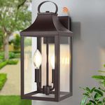 15" Oil Rubbed Bronze Dusk to Dawn Outdoor Lighting 2-Light, Outdoor Light Fixture Outside Modern Wall Sconce Lantern, Industrial Porch Light Wall Mount with E12 Sockets, Waterproof Exterior Lamp