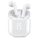 White Wireless Earbuds, Mini Bluetooth 5.3 Headphones HiFi Stereo, 4 ENC Noise Cancelling Mic Wireless Earphones 25H Playtime, Touch Control, IPX7 Waterproof in Ear Wireless Headphones