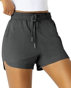 Leapstride Running Shorts for Women Athletic Lightweight Shorts-Gym Workout Hiking Active Casual with Pockets Charcoal Heather