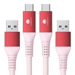 CONMDEX USB C Data Cable [3ft, 2-Pack] 10Gbps USB 3.1 Gen 2 USB to USB C Data Transfer Braided Cord, Android Auto CarPlay Type C Charging Cable for iPhone 15 Plus Pro Max Samsung Galaxy S23 S22, Red