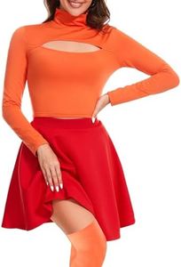 Ovokcina Halloween 2pcs Costume Orange Cutout Crop top and Red Skirt Set L