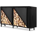 Amagabeli 8ft(244cmx61cmx107cm)Firewood Log Rack Cover Weather Resistant Outdoor Heavy Duty Waterproof 600D Oxford Fabric Fireplace Logs Holder Covering Fire Wood Storage Covers with PVC Backing Black