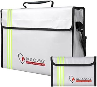 ROLOWAY Fireproof Document Bag with Reflective Strip, Large Fireproof Bag (15 x 12 x 5 inches), Fireproof Safe Bag for Documents, Cash & Passport with Silicone Coating & Zipper Closure