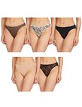 Marks & Spencer Womens Polyester Printed Pack of 5 High Leg Knickers (M) Brown Mix