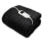 Dreamcatcher Black Heated Throw Electric Blanket, 160 x 120cm Heated Blanket Machine Washable Soft Micro Fleece Electric Throw Overblanket with 9HR Timer and 9x Control Heat Settings