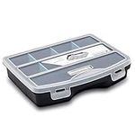 Navaris Plastic Storage Box - Stackable Organizer Case with Adjustable and Removable Divider Compartment for Tools, Small Items, Jewelry - 1 Box