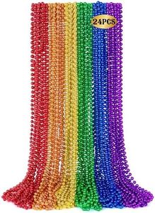 24 PCS Rainbow Beads Necklaces, 33" Round Pride Beaded Bulk, LGBT Colorful Plastic Bead Necklaces, 6 Colors Pride Month Parade Throw Accessories Stuff for Gay Lesbian Party Supplies Decorations