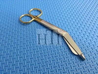 PREMIUM O.R GRADE GOLD HANDLE SUPERCUT LISTER BANDAGE SCISSORS 5.5" WITH ONE SERRATED BLADE (HTI BRAND)