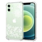 MoKo Compatible with New iPhone 12 Mini Case 5.4 inch 2020, Anti-Yellow Shockproof Reinforced Corners TPU Bumper & Anti-Scratch Transparent Hard Panel Protective Cover, White Lotus