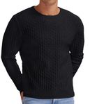 Askdeer Men's Crewneck Sweater Classic Waffle Pullover Sweaters Soft Casual Sweaters with Ribbing Edge Black