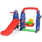 Costzon Toddler Climber and Swing Set, Elephant Design, Junior Basketball Hoop Playset for Both Indoors & Backyard (4-in-1 Slide & Swing Set)