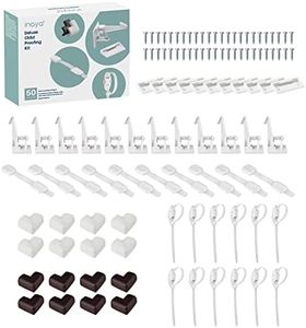 Inaya Complete 50pc Deluxe Baby Proofing Kit - Flexible Hidden Baby Locks for Cabinets and Drawers, Adjustable Child Safety Latches, Corner Guards & Furniture Anchors