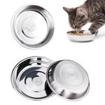 Stainless Steel Cat Bowls, 3 Pcs 6.2 Inch Replacement Basic Small Dog Bowl, Cat Food Bowls Whisker Shallow Food Metal Dish (6.2Inch)